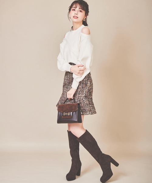 31 Sons de mode（トランテアン　ソン　ドゥ　モード）の「ツイードミニ台形スカート（スカート・レディース・ブラック/パープル/ブラウン・36/38）」の11枚目の写真