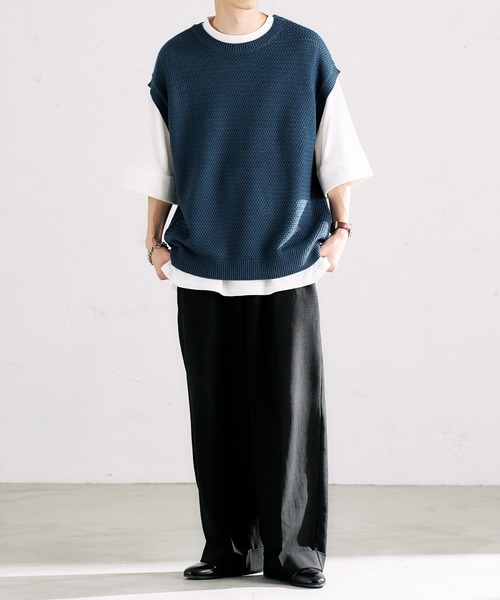 epnok（エプノック）の「クルーネックルーズニットベスト（ベスト・メンズ・ブラック/ブルー/グリーン/ナチュラル・SMALL/MEDIUM/LARGE）」の7枚目の写真