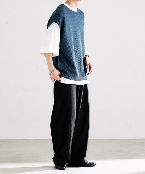 epnok（エプノック）の「クルーネックルーズニットベスト（ベスト・メンズ・ブラック/ブルー/グリーン/ナチュラル・SMALL/MEDIUM/LARGE）」の8枚目の写真