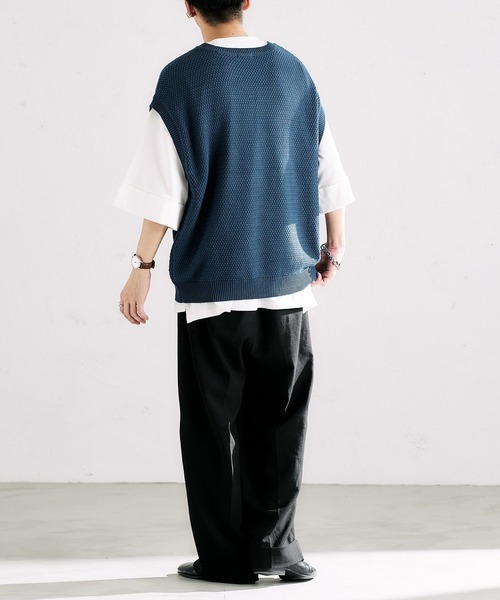 epnok（エプノック）の「クルーネックルーズニットベスト（ベスト・メンズ・ブラック/ブルー/グリーン/ナチュラル・SMALL/MEDIUM/LARGE）」の9枚目の写真