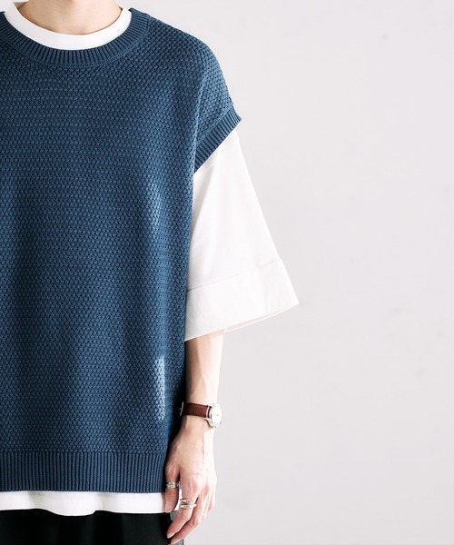 epnok（エプノック）の「クルーネックルーズニットベスト（ベスト・メンズ・ブラック/ブルー/グリーン/ナチュラル・SMALL/MEDIUM/LARGE）」の11枚目の写真