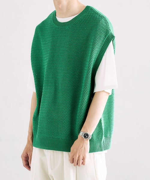 epnok（エプノック）の「クルーネックルーズニットベスト（ベスト・メンズ・ブラック/ブルー/グリーン/ナチュラル・SMALL/MEDIUM/LARGE）」の21枚目の写真