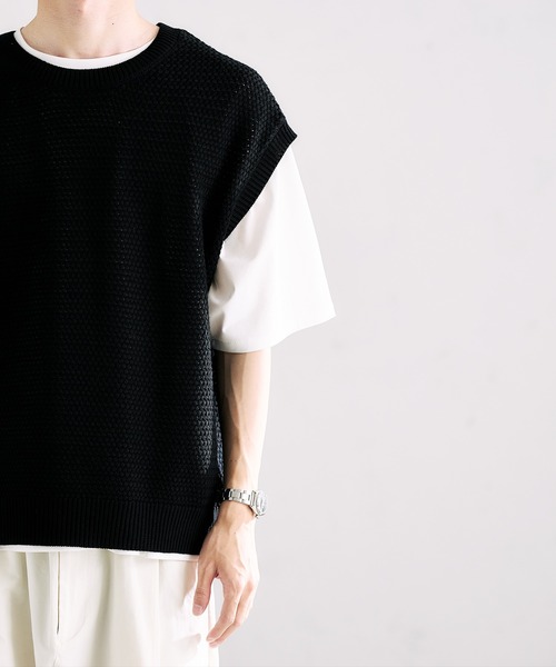 epnok（エプノック）の「クルーネックルーズニットベスト（ベスト・メンズ・ブラック/ブルー/グリーン/ナチュラル・SMALL/MEDIUM/LARGE）」の19枚目の写真