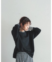 FIL DE FER | スラブポンチニットコンビ　ロングプルオーバー(Tシャツ/カットソー)