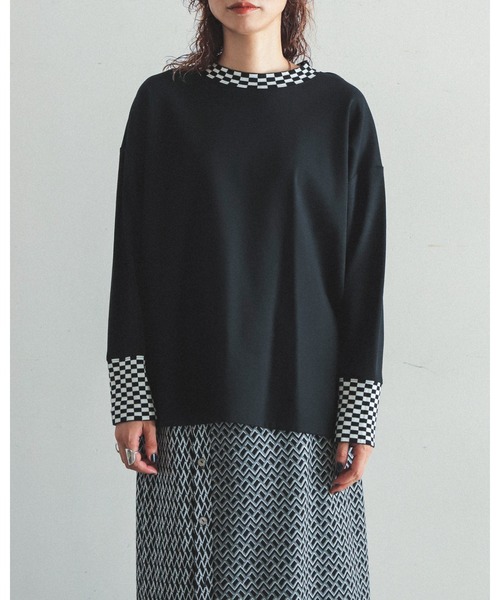 FIL DE FER（フィルデフェール）の「スラブポンチニットコンビ　ロングプルオーバー（Tシャツ/カットソー・レディース・ブルー/ブラック・FREE）」の20枚目の写真