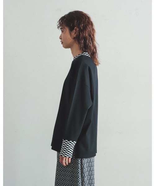 FIL DE FER（フィルデフェール）の「スラブポンチニットコンビ　ロングプルオーバー（Tシャツ/カットソー・レディース・ブルー/ブラック・FREE）」の21枚目の写真