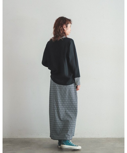 FIL DE FER（フィルデフェール）の「スラブポンチニットコンビ　ロングプルオーバー（Tシャツ/カットソー・レディース・ブルー/ブラック・FREE）」の12枚目の写真