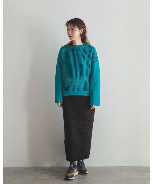 FIL DE FER（フィルデフェール）の「スラブポンチニットコンビ　ロングプルオーバー（Tシャツ/カットソー・レディース・ブルー/ブラック・FREE）」の15枚目の写真