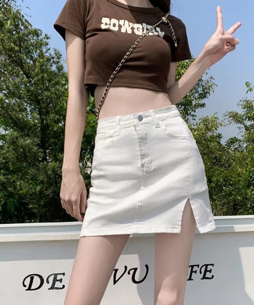 Auntie Rosa（アンティローザ）の「ホワイトデニムミニスカート（デニムスカート・レディース・ホワイト・FREE）」の4枚目の写真