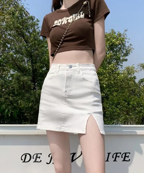 Auntie Rosa（アンティローザ）の「ホワイトデニムミニスカート（デニムスカート・レディース・ホワイト・FREE）」の5枚目の写真