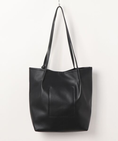 HONEYSUCKLE ROSE（ハニーサックルローズ）の「【HONEYSUCKLE ROSE】フェイクレザートートバッグ【A4対応】（トートバッグ・レディース・ブラック/グレー・ONE SIZE）」の3枚目の写真