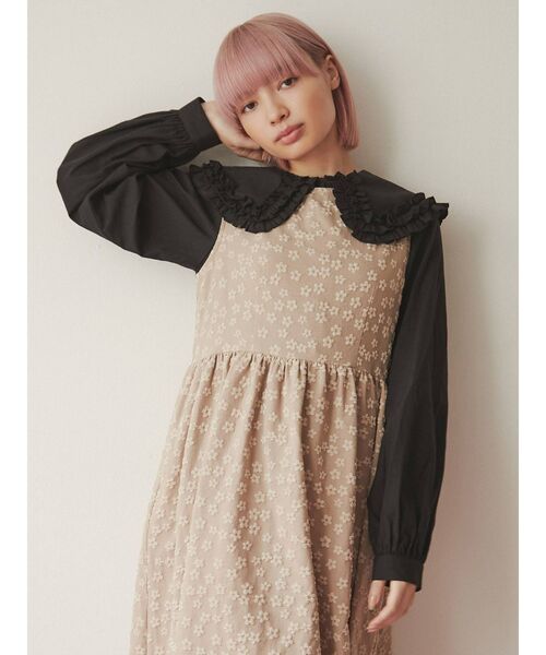 merry jenny（メリージェニー）の「おはなジャガードジャンパーワンピース（ワンピース・レディース・ブラック/ベージュ・FREE）」の7枚目の写真