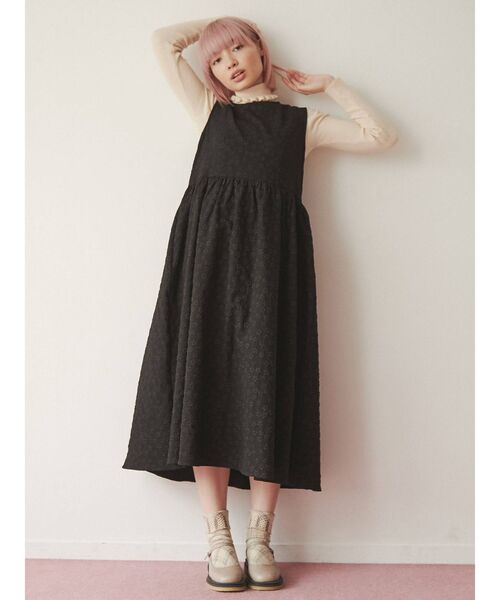 merry jenny（メリージェニー）の「おはなジャガードジャンパーワンピース（ワンピース・レディース・ブラック/ベージュ・FREE）」の10枚目の写真