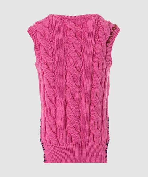 MARNI(マルニ)の「V NECK VEST/ツイステッドウールベスト(ベスト・レディース・ピンク・36)」の2枚目の写真