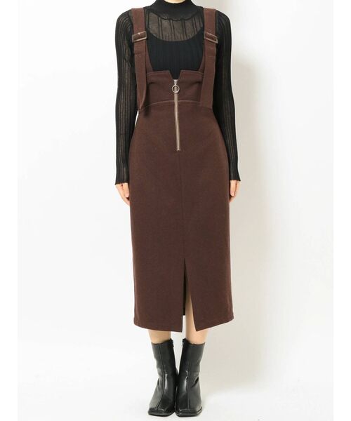 MURUA（ムルーア）の「フロントジップタイトジャンスカ（ジャンパースカート・レディース・ブラック/ブラウン/カーキ・1/2）」の20枚目の写真
