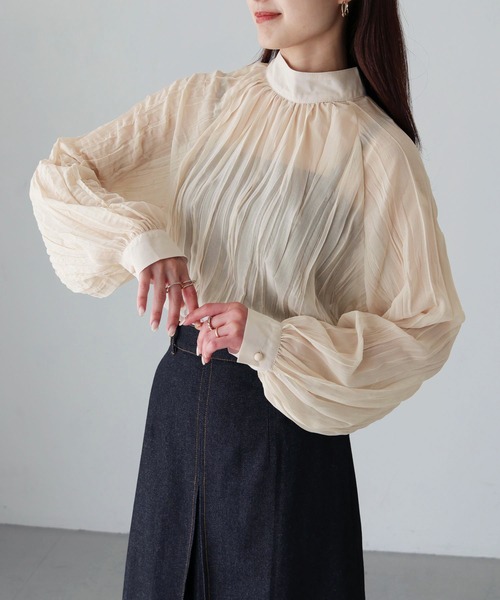 cheriella（シェリエラ）の「【cheriella】WEB限定クリンクルバックデザインラグランブラウス 新色追加（シャツ/ブラウス・レディース・ブラック/グリーン/テラコッタ/アイボリー・M）」の14枚目の写真