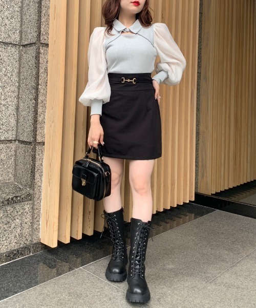 OLIVE des OLIVE（オリーブデオリーブ）の「【WEB限定カラー有】ビットベルト付きタイトミニスカート（スカート・レディース・ブラウン/ダークブラウン/グレー/スミクロ/ブラック・FREE）」の14枚目の写真