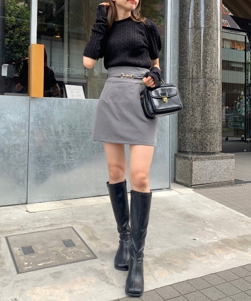 OLIVE des OLIVE（オリーブデオリーブ）の「【WEB限定カラー有】ビットベルト付きタイトミニスカート（スカート・レディース・ブラウン/ダークブラウン/グレー/スミクロ/ブラック・FREE）」の13枚目の写真