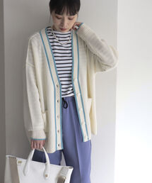 fredy emue | HAMILTON WOOL 配色Vネックカーディガン(カーディガン/ボレロ)