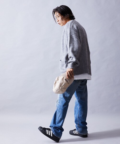 FREAK'S STORE(フリークスストア)の「WEB限定 ビッグシルエット モヘヤタッチ シャギーニット ルーズカーディガン/セーター(カーディガン/ボレロ・メンズ・ブラック/グレー/グリーン/オリーブ/ネイビー/サックスブルー/イエロー・SMALL/MEDIUM/LARGE)」の22枚目の写真