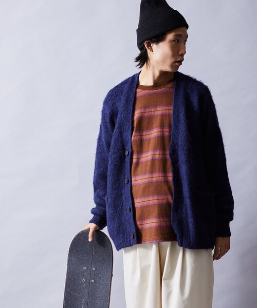 FREAK'S STORE(フリークスストア)の「WEB限定 ビッグシルエット モヘヤタッチ シャギーニット ルーズカーディガン/セーター(カーディガン/ボレロ・メンズ・ブラック/グレー/グリーン/オリーブ/ネイビー/サックスブルー/イエロー・SMALL/MEDIUM/LARGE)」の19枚目の写真