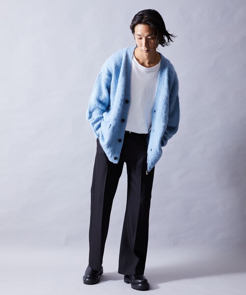 FREAK'S STORE(フリークスストア)の「WEB限定 ビッグシルエット モヘヤタッチ シャギーニット ルーズカーディガン/セーター(カーディガン/ボレロ・メンズ・ブラック/グレー/グリーン/オリーブ/ネイビー/サックスブルー/イエロー・SMALL/MEDIUM/LARGE)」の13枚目の写真