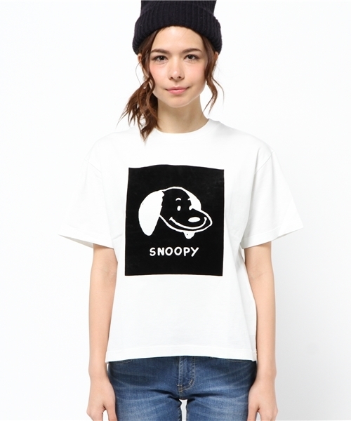 ROSE BUD（ローズバッド）の「(PEANUTS X ROSE BUD) LCTT-15164 FLOCK PRINT LCTT-15164 FLOCK PRINT C/N S/S-T（Tシャツ/カットソー・レディース・ホワイト/ブルー・ONE SIZE）」の3枚目の写真