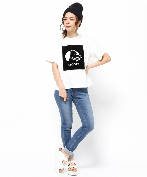 ROSE BUD（ローズバッド）の「(PEANUTS X ROSE BUD) LCTT-15164 FLOCK PRINT LCTT-15164 FLOCK PRINT C/N S/S-T（Tシャツ/カットソー・レディース・ホワイト/ブルー・ONE SIZE）」の10枚目の写真