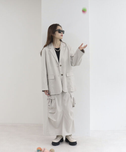 onulsoha（オヌルソハ）の「ストライプカーゴロングスカート（スカート・レディース・ベージュ系その他/ブラック系その他・38）」の4枚目の写真