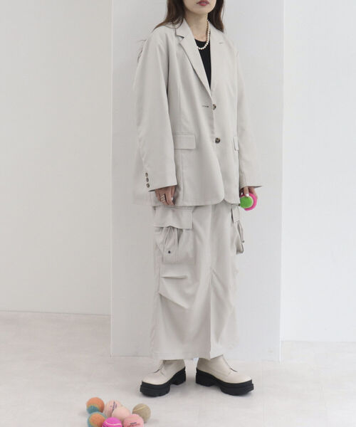 onulsoha（オヌルソハ）の「ストライプカーゴロングスカート（スカート・レディース・ベージュ系その他/ブラック系その他・38）」の5枚目の写真