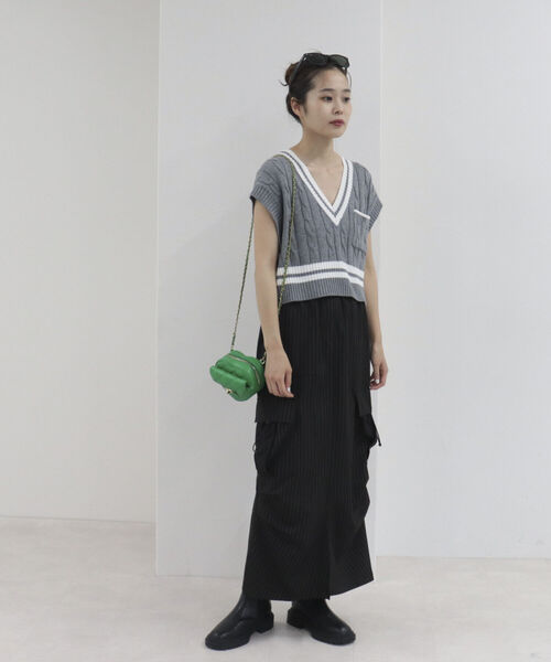onulsoha（オヌルソハ）の「ストライプカーゴロングスカート（スカート・レディース・ベージュ系その他/ブラック系その他・38）」の12枚目の写真