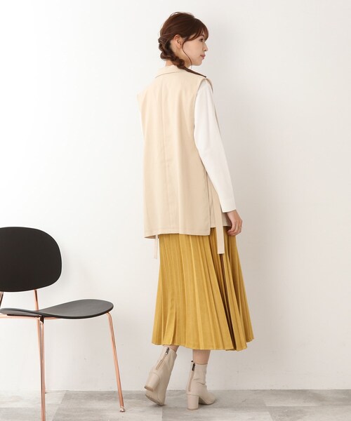 DRESKIP（ドレスキップ）の「◆ランダムプリーツスカート（スカート・レディース・オフホワイト/サンドベージュ/マスタード・02/03/04）」の6枚目の写真