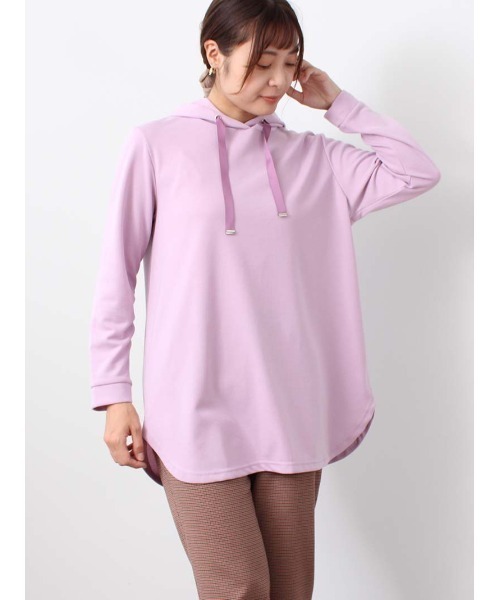 MB mint breeze(エムビーミントブリーズ)の「【M~5L 大きいサイズ】ラウンドヘム チュニック丈 パーカー(Tシャツ/カットソー・レディース・ピンク/ネイビー/クリーム・LL/L/5L/3L/4L/M)」の12枚目の写真