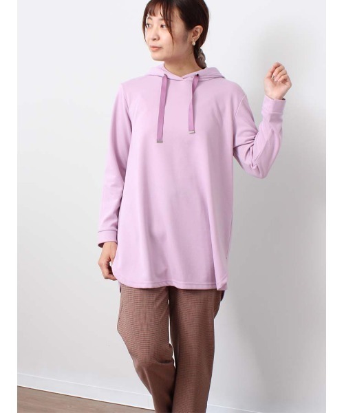 MB mint breeze(エムビーミントブリーズ)の「【M~5L 大きいサイズ】ラウンドヘム チュニック丈 パーカー(Tシャツ/カットソー・レディース・ピンク/ネイビー/クリーム・LL/L/5L/3L/4L/M)」の13枚目の写真