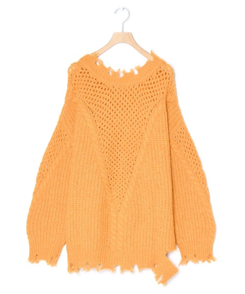 Alley by w closet（アリーバイダブルクローゼット）の「【前後2WAY/Alley】メッシュダメージニットプルオーバー（ニット/セーター・レディース・イエロー/オフホワイト/グリーン/ブルー・FREE）」の11枚目の写真