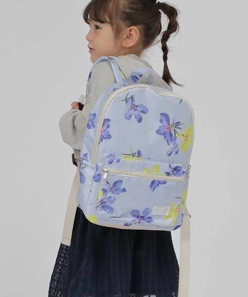 HAKKA KIDS(ハッカキッズ)の「オリジナルフラワープリントリュック(バックパック/リュック・キッズ・グレー/オフホワイト/ブルー/ピンク・M)」の2枚目の写真