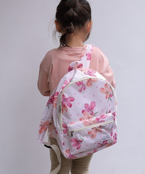 HAKKA KIDS(ハッカキッズ)の「オリジナルフラワープリントリュック(バックパック/リュック・キッズ・グレー/オフホワイト/ブルー/ピンク・M)」の9枚目の写真