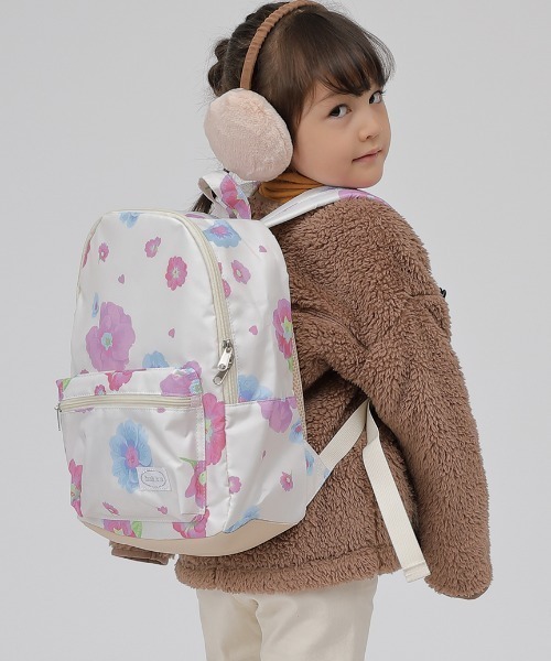 HAKKA KIDS(ハッカキッズ)の「オリジナルフラワープリントリュック(バックパック/リュック・キッズ・グレー/オフホワイト/ブルー/ピンク・M)」の14枚目の写真