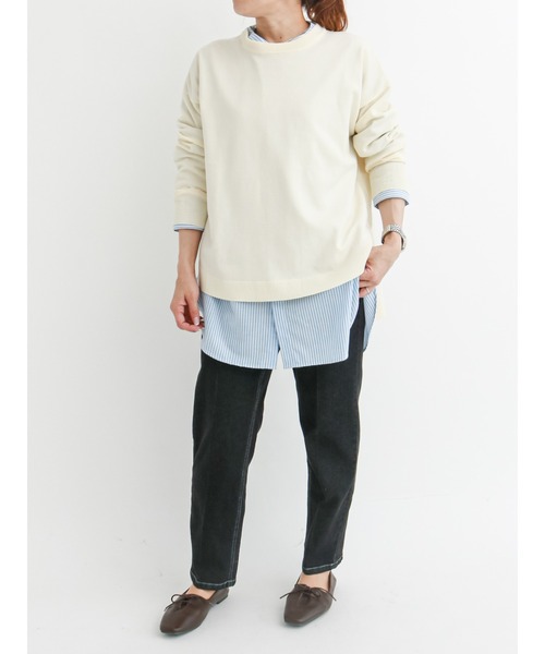 Samansa Mos2 blue(サマンサモスモスブルー)の「柄アソートノーカラーシャツ(シャツ/ブラウス・レディース・グレー/オフホワイト/ブルー・フリ-)」の4枚目の写真