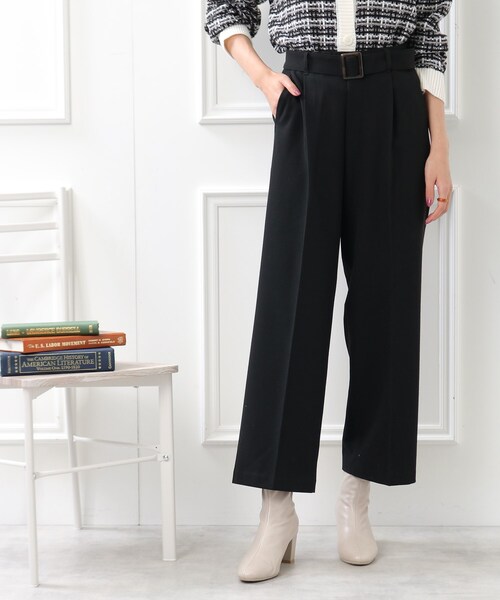 DRESKIP（ドレスキップ）の「◆【センタープレス入りですっきり】両面起毛チェックアソート ワイドパンツ（その他パンツ・レディース・グレー系その他2/ブラック系1/ネイビー系1/ブラック・03/02）」の2枚目の写真