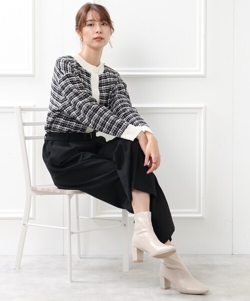 DRESKIP（ドレスキップ）の「◆【センタープレス入りですっきり】両面起毛チェックアソート ワイドパンツ（その他パンツ・レディース・グレー系その他2/ブラック系1/ネイビー系1/ブラック・03/02）」の11枚目の写真
