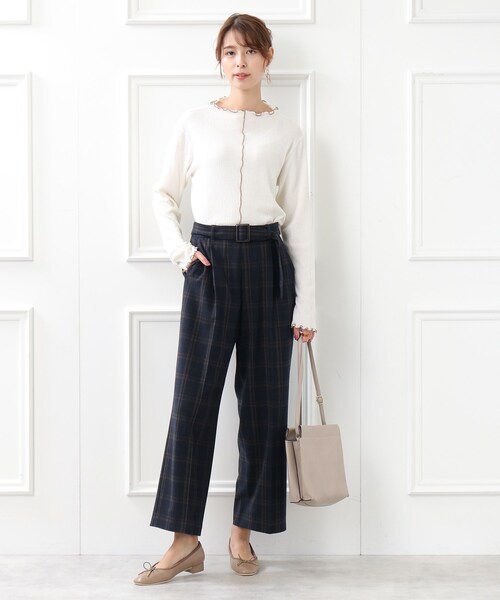 DRESKIP（ドレスキップ）の「◆【センタープレス入りですっきり】両面起毛チェックアソート ワイドパンツ（その他パンツ・レディース・グレー系その他2/ブラック系1/ネイビー系1/ブラック・03/02）」の8枚目の写真