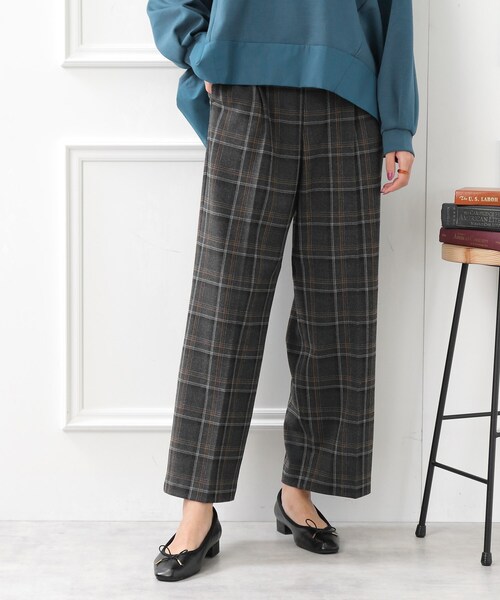 DRESKIP（ドレスキップ）の「◆【センタープレス入りですっきり】両面起毛チェックアソート ワイドパンツ（その他パンツ・レディース・グレー系その他2/ブラック系1/ネイビー系1/ブラック・03/02）」の13枚目の写真