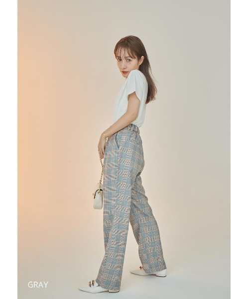 N WITH.(エヌウィズ)の「チェック柄ストレートパンツ(その他パンツ・レディース・ブラウン/グレー・FREE)」の3枚目の写真