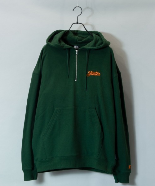 STARTER（スターター）の「JE-STARTER.ハーフジップ裏毛パーカー（パーカー・メンズ・ホワイト/ブラック/グリーン/マスタード・XL/M）」の3枚目の写真