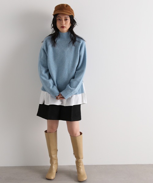 N.（N. Natural Beauty Basic）（エヌエヌナチュラルビューティーベーシック）の「【横田ひかるさん着用】◆ラムウール混ハイネックニット（ニット/セーター・レディース・ブルー/オフホワイト/ピンク/ブラック・MEDIUM）」の8枚目の写真