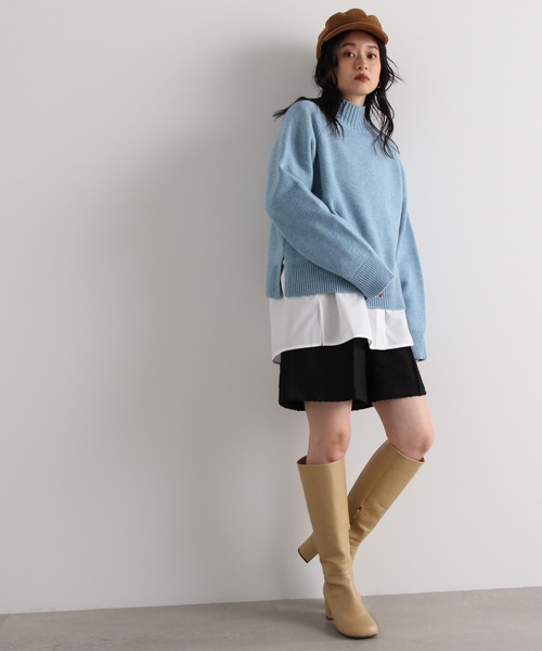 N.（N. Natural Beauty Basic）（エヌエヌナチュラルビューティーベーシック）の「【横田ひかるさん着用】◆ラムウール混ハイネックニット（ニット/セーター・レディース・ブルー/オフホワイト/ピンク/ブラック・MEDIUM）」の9枚目の写真