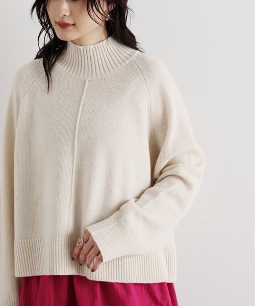 N.（N. Natural Beauty Basic）（エヌエヌナチュラルビューティーベーシック）の「【横田ひかるさん着用】◆ラムウール混ハイネックニット（ニット/セーター・レディース・ブルー/オフホワイト/ピンク/ブラック・MEDIUM）」の12枚目の写真