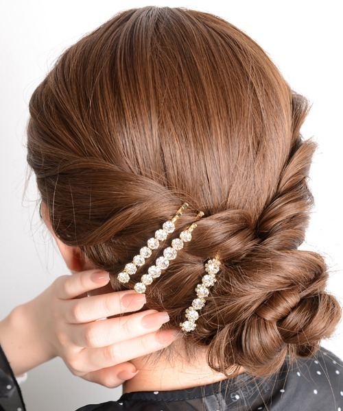 Mayree(メイリー)の「【float】キラキラ ビジュー ゴールド シルバー ヘアピン【3本セット】(ヘアピン・レディース・ゴールド/シルバー/ゴールド系/シルバー系・FREE)」の10枚目の写真