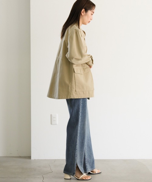 select MOCA（セレクトモカ）の「スタンドカラーダブルポケットミリタリージャケット（ミリタリージャケット・レディース・アイボリー/ブラック/ベージュ・FREE）」の19枚目の写真